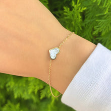 14K GOLD MOTHER OF PEARL MEG HEART BRACELET