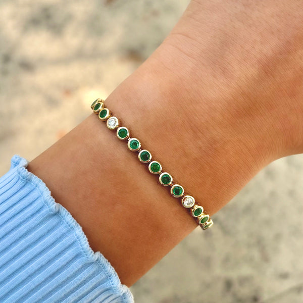 14K GOLD DIAMOND EMERALD SHARI BRACELET