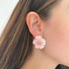 14K GOLD DIAMOND PEARL CHERISE FLOWER EARRINGS