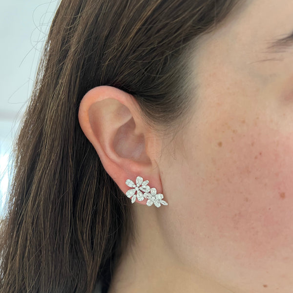 14K GOLD DIAMOND KRYSTA FLOWER EARRINGS