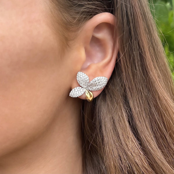 14K GOLD DIAMOND ADELE FLOWER EARRINGS