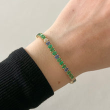 14K GOLD DIAMOND EMERALD AND BLUE SAPPHIRE MEDIUM RENA TENNIS BRACELET