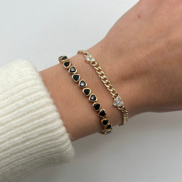 14K GOLD ONYX SMALL LUCY HEART BRACELET