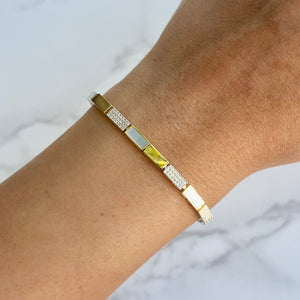 14K GOLD DIAMOND MOTHER OF PEARL KALEY BRACELET