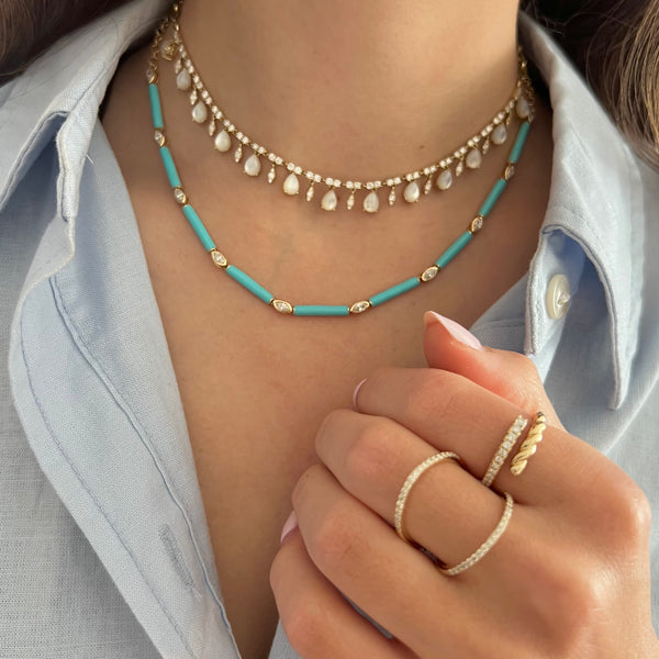14K GOLD DIAMOND TURQUOISE RYNN NECKLACE