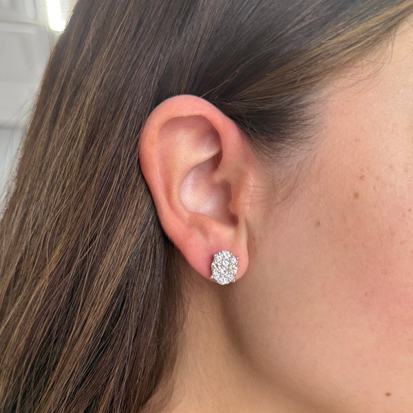 14K GOLD DIAMOND LARGE BELLA OVAL STUDS