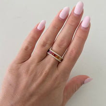 14K GOLD DIAMOND MULTI COLOR SAPPHIRE RITA RING