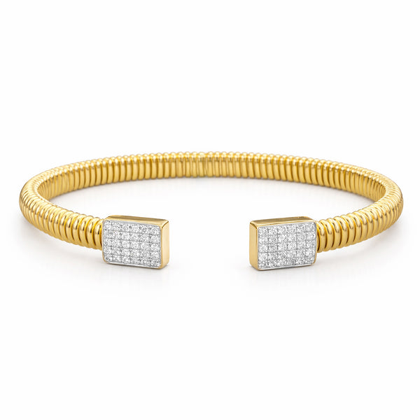 14K GOLD DIAMOND SARIT FLEX CUFF BANGLE