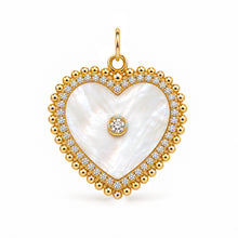 14K GOLD DIAMOND MOTHER OF PEARL KHLOE HEART CHARM