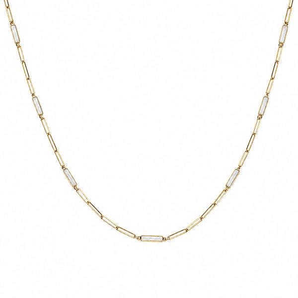 14K GOLD ANNA MOTHER OF PEARL LINK NECKLACE
