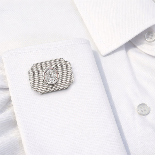14K GOLD DIAMOND SAMMY POLISHED CUFFLINKS
