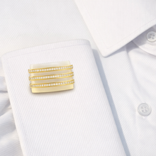 14K GOLD DIAMOND WHITE MOTHER OF PEARL SCOTT CUFFLINKS