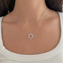 14K GOLD DIAMOND LARGE BAGUETTE STAR OF DAVID NECKLACE