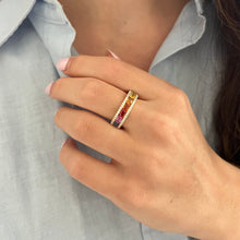 14K GOLD DIAMOND MULTI COLOR SAPPHIRE RITA RING
