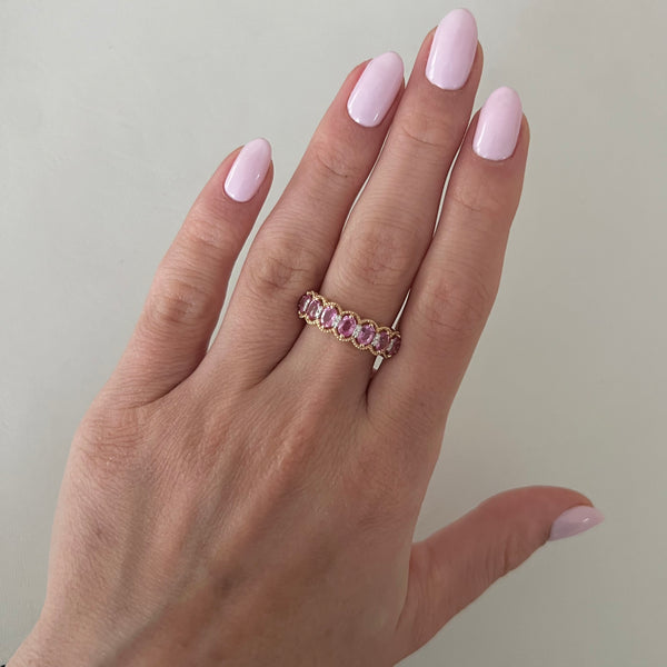 14K GOLD DIAMOND PINK SAPPHIRE TATUM RING