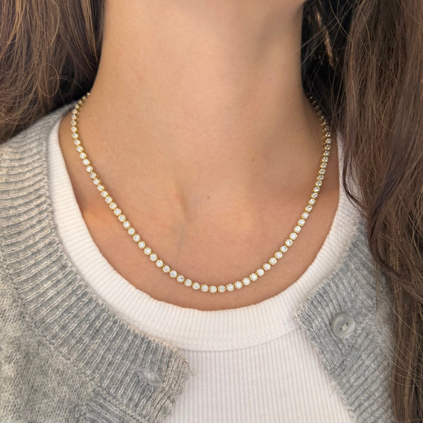 14K GOLD LAB GROWN DIAMOND BEZEL TENNIS NECKLACE