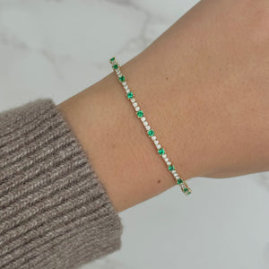 14K GOLD DIAMOND EMERALD ESTY FLEX BANGLE