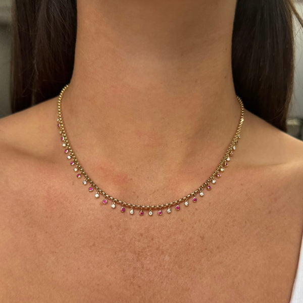 14K GOLD DIAMOND RUBY BAILEY NECKLACE