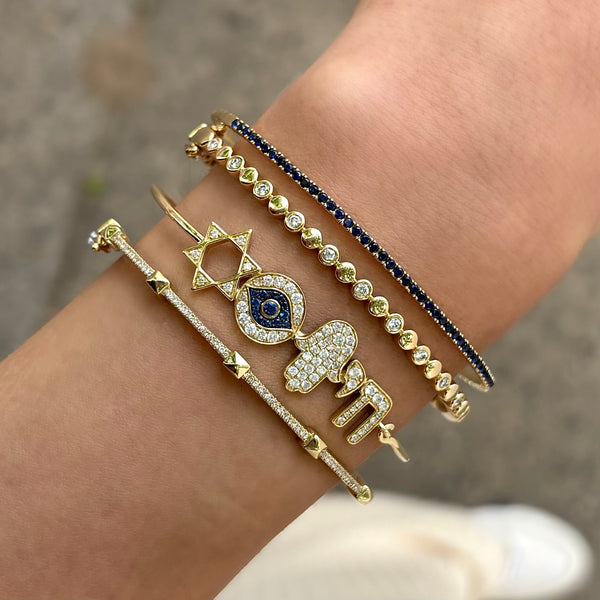 14K GOLD DIAMOND BLUE SAPPHIRE AYALA BANGLE