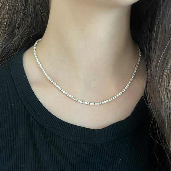 14K GOLD 6.84 CT DIAMOND CLASSIC TENNIS NECKLACE