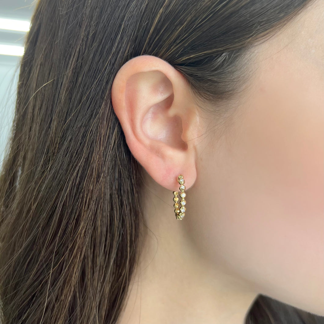 14K GOLD DIAMOND MIMI HOOPS