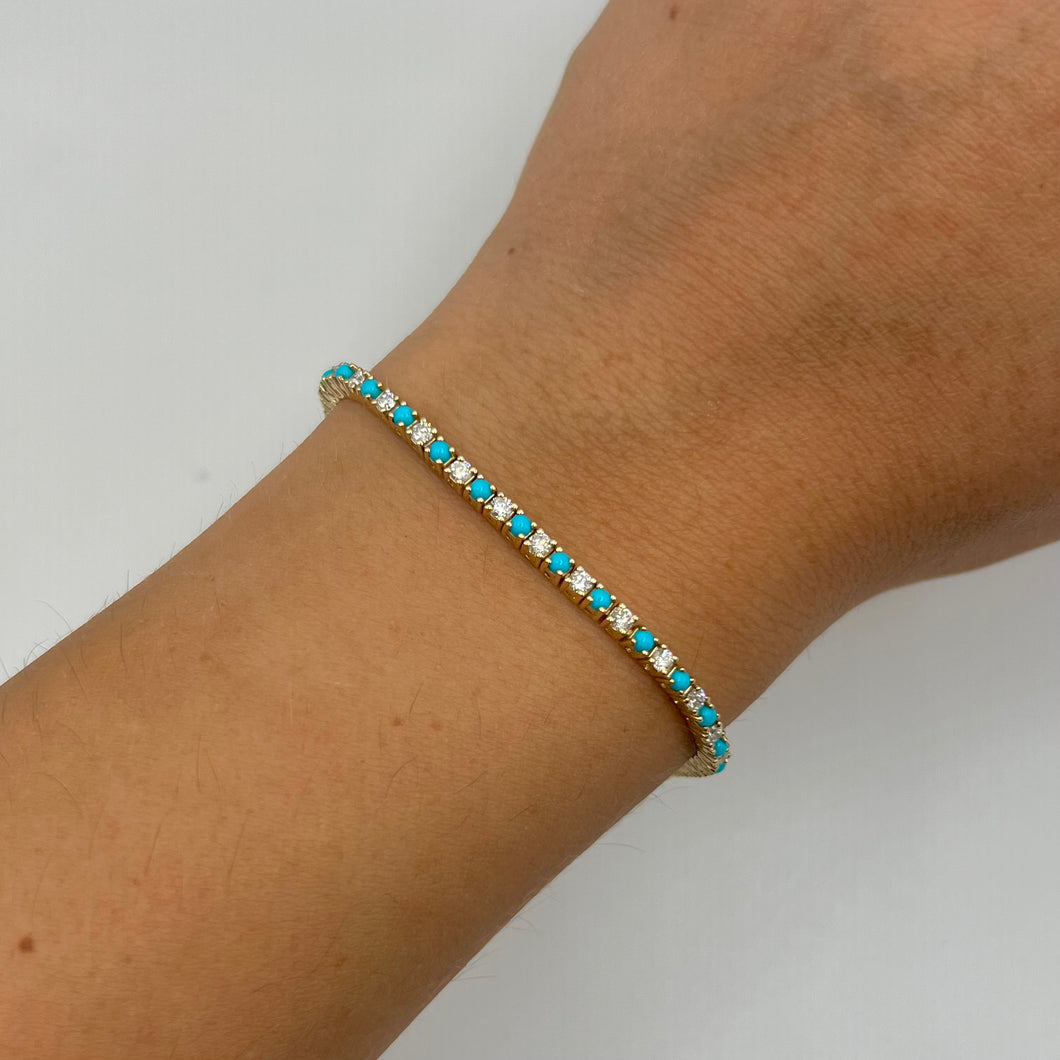 14K GOLD DIAMOND TURQUOISE SABRINA BRACELET