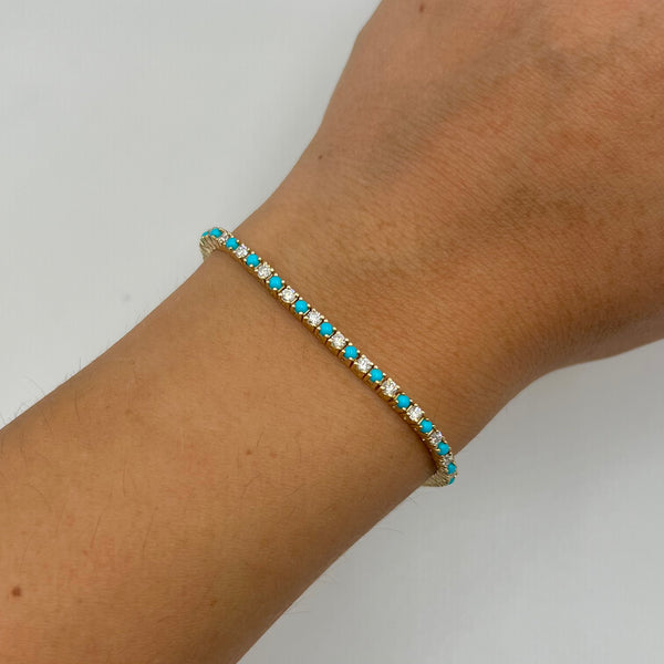 14K GOLD DIAMOND TURQUOISE SABRINA BRACELET