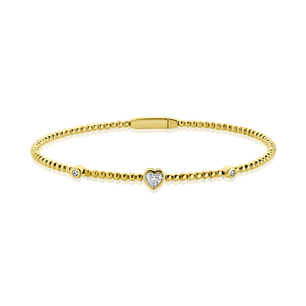 14K GOLD DIAMOND LILLIAN HEART FLEX BANGLE