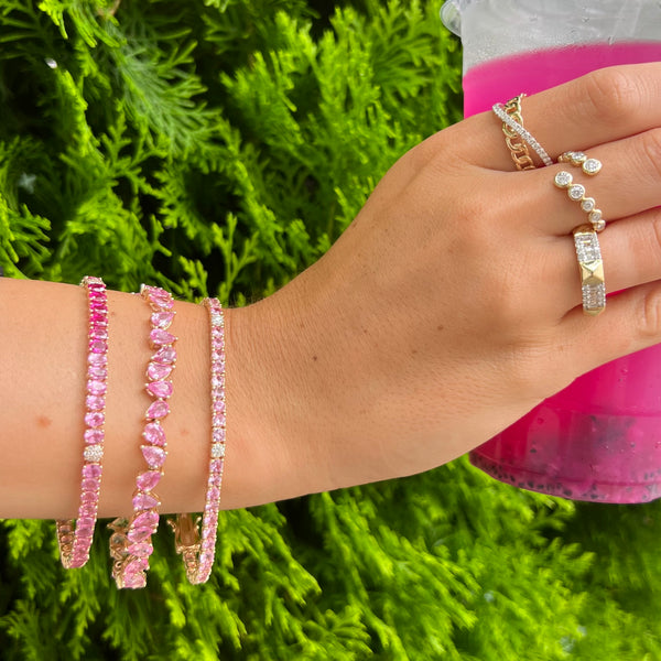 14K GOLD DIAMOND RUBY AND PINK SAPPHIRE MEDIUM RENA TENNIS BRACELET