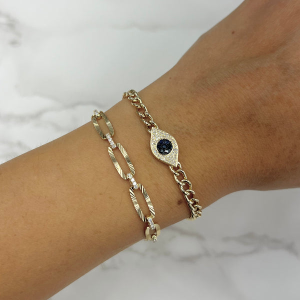 14K GOLD DIAMOND SAPPHIRE VANESSA EYE BRACELET
