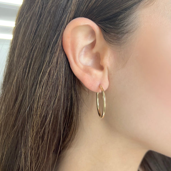 14K GOLD 2MM .875" HOOPS