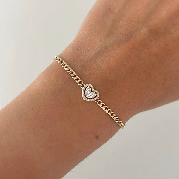 14K GOLD DIAMOND ELANA HEART BRACELET