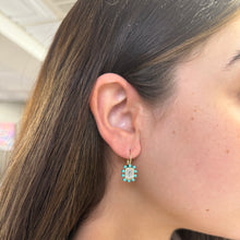 14K GOLD DIAMOND BLUE TOPAZ AND TURQUOISE ALEX EARRINGS