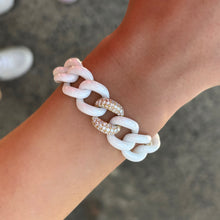 14K GOLD DIAMOND WHITE CERAMIC CUBAN BRACELET