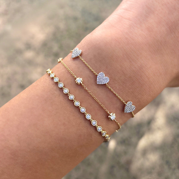 14K GOLD DIAMOND STELLA HEART BRACELET