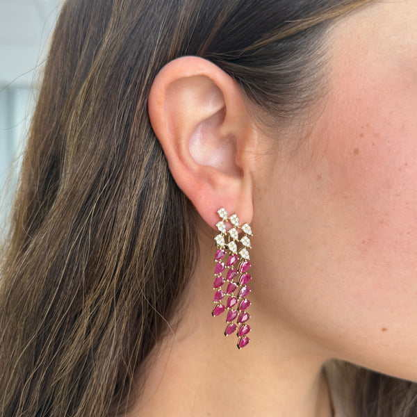14K GOLD DIAMOND RUBY EVA EARRINGS