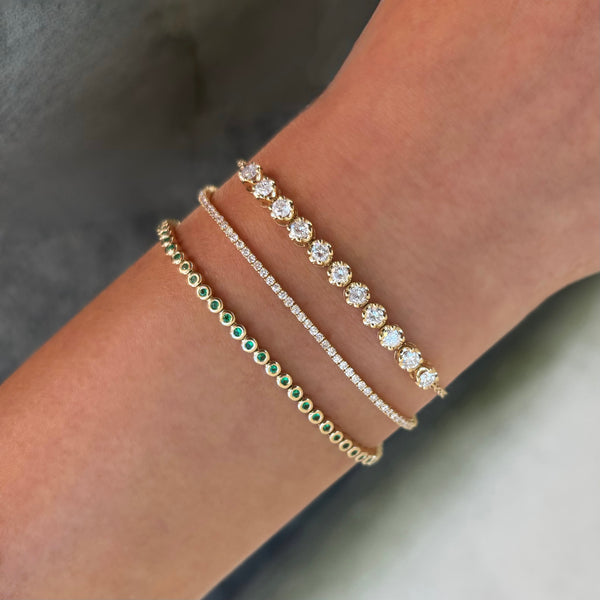 14K GOLD EMERALD PERI BEZEL BRACELET