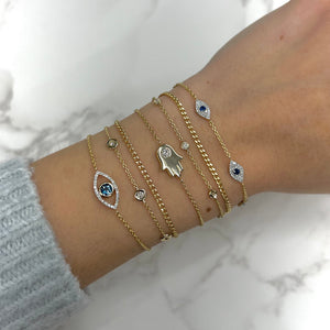 14K GOLD DIAMOND ERIN EVIL EYE BRACELET