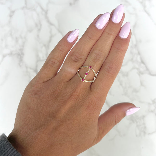 14K GOLD DIAMOND RUBY MAE RING
