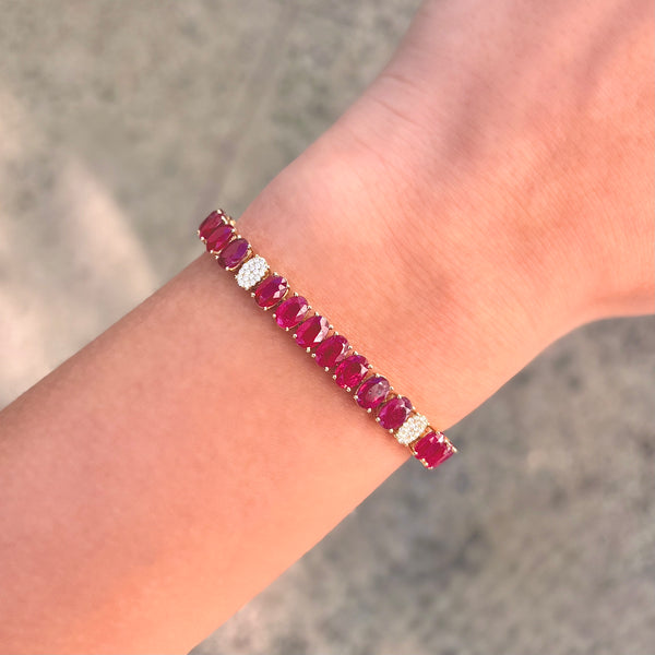 14K GOLD DIAMOND AND RUBY TARA BRACELET
