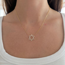 14K GOLD DIAMOND LARGE BAGUETTE STAR OF DAVID NECKLACE