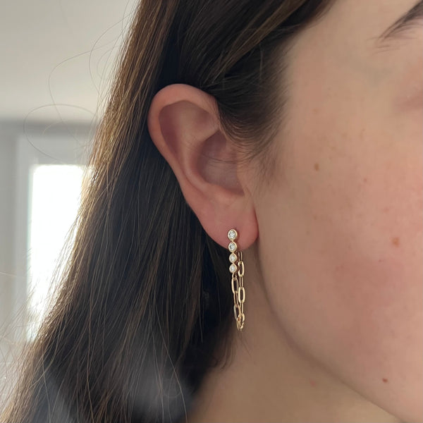 14K GOLD DIAMOND DANI BEZEL EARRINGS