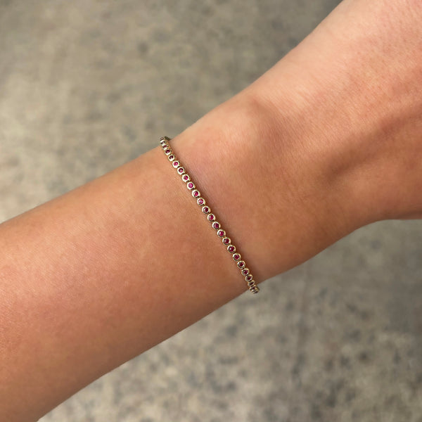 14K GOLD RUBY PERI BEZEL BRACELET