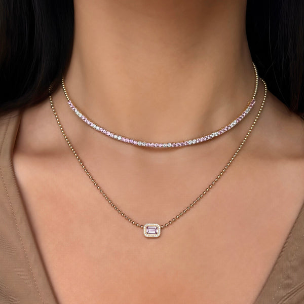 14K GOLD DIAMOND PINK SAPPHIRE SHANNA NECKLACE