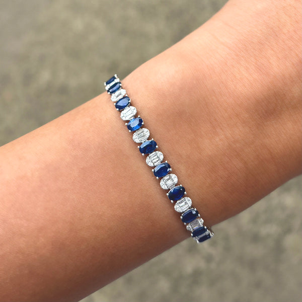 14K GOLD DIAMOND BLUE SAPPHIRE CLARA BRACELET