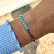 14K GOLD TURQUOISE AND RUBY SKYLAR BRACELET