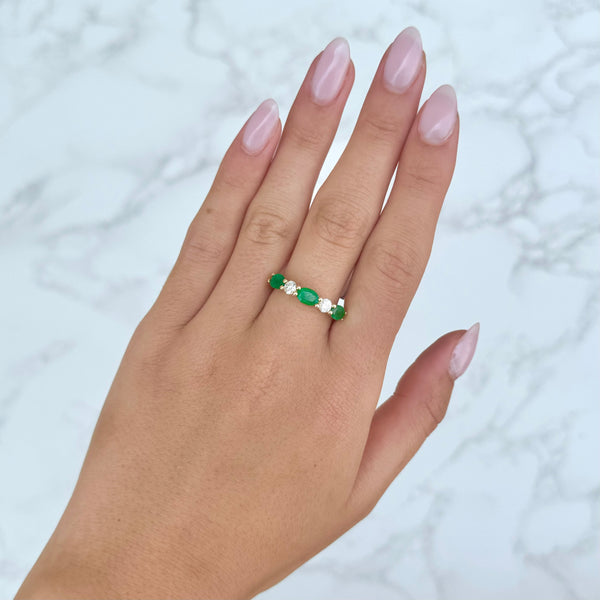 14K GOLD DIAMOND EMERALD FELICIA RING