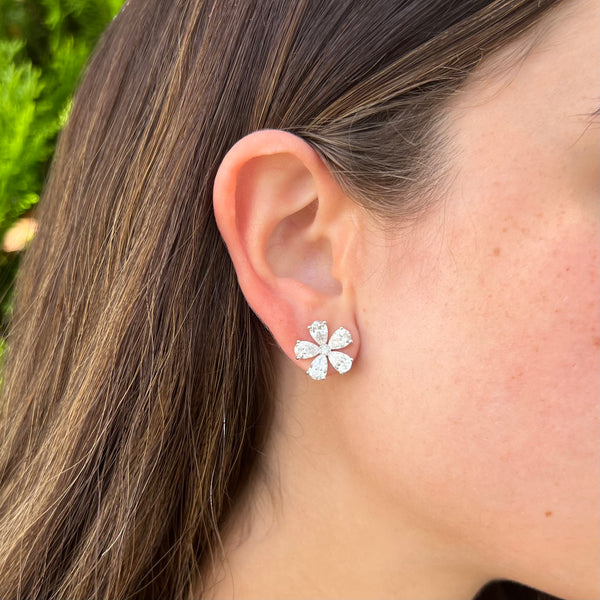 14K GOLD LAB GROWN DIAMOND FLOWER STUDS