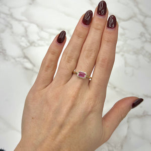 14K GOLD DIAMOND PINK SAPPHIRE MADISON RING