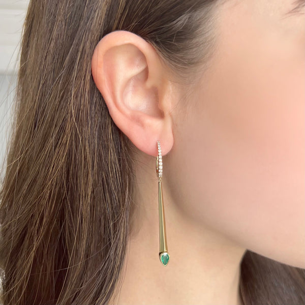 14K GOLD DIAMOND EMERALD ADLEY EARRINGS